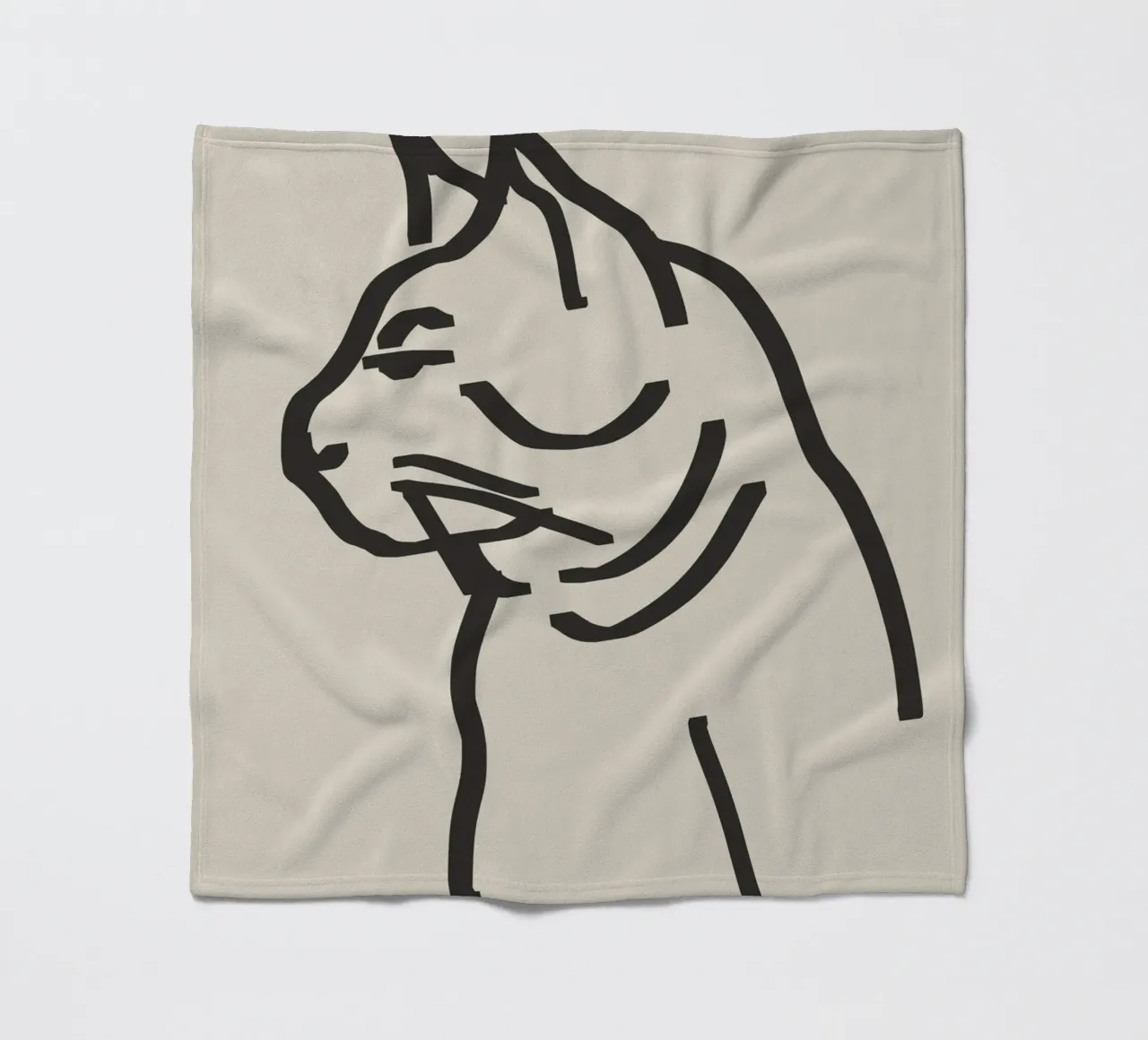 Gatto line art coperta in pile da Little Dean