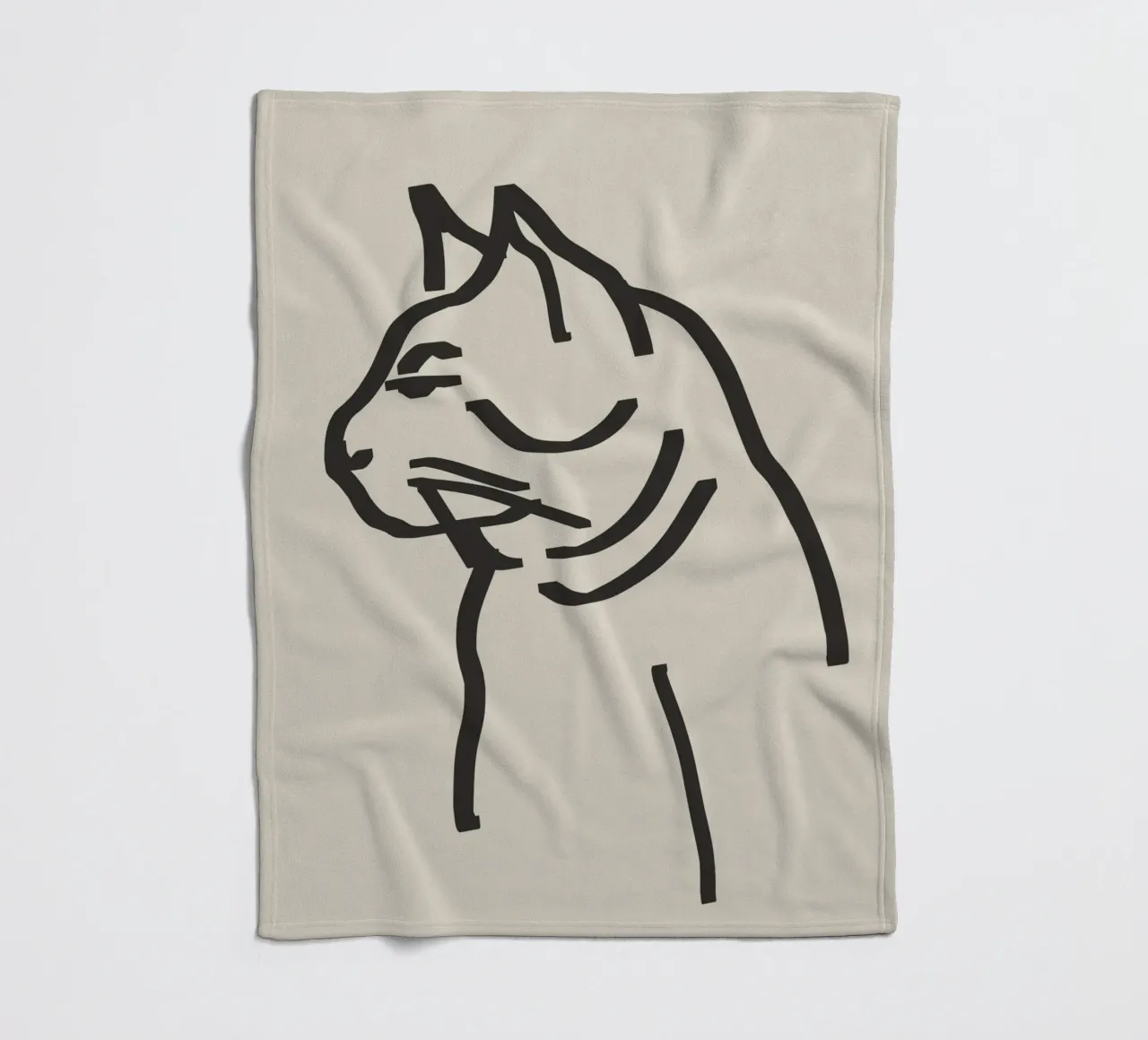 Gatto line art coperta in pile da Little Dean
