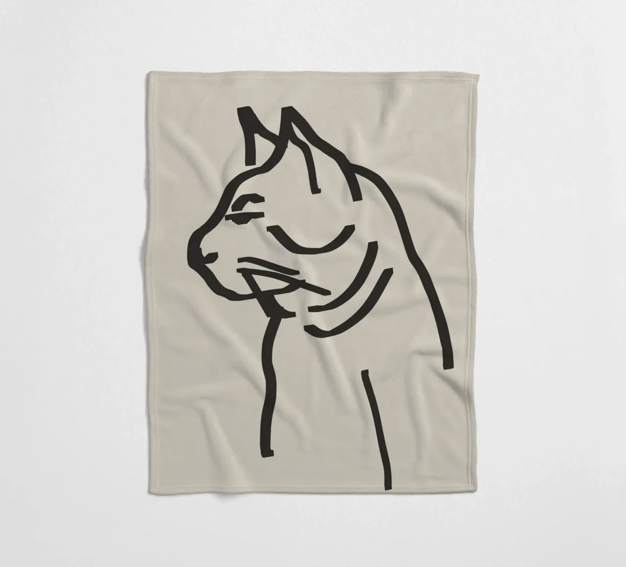Gatto line art coperta in pile da Little Dean