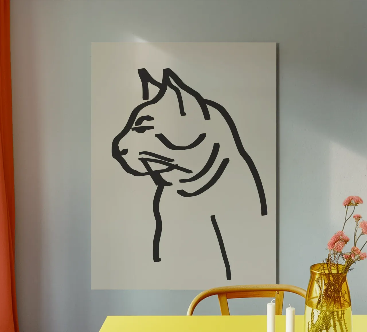 Line art cat alu-dibond by Little Dean