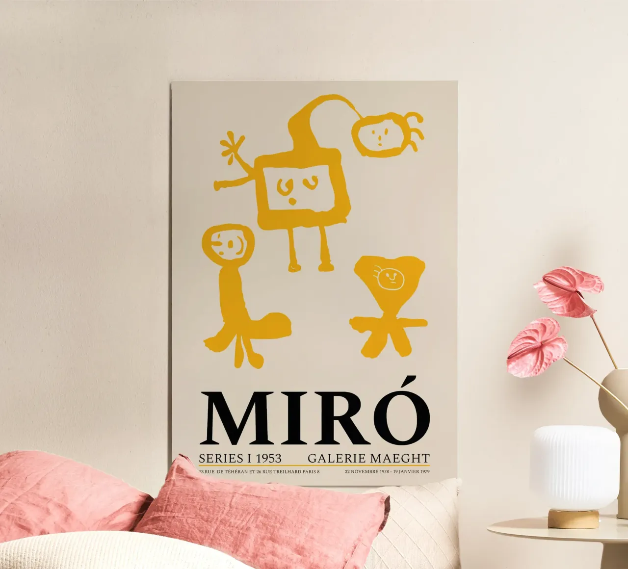 Joan Miro Serie I 1953 Giallo poster con telaio in plastica da Danielshop
