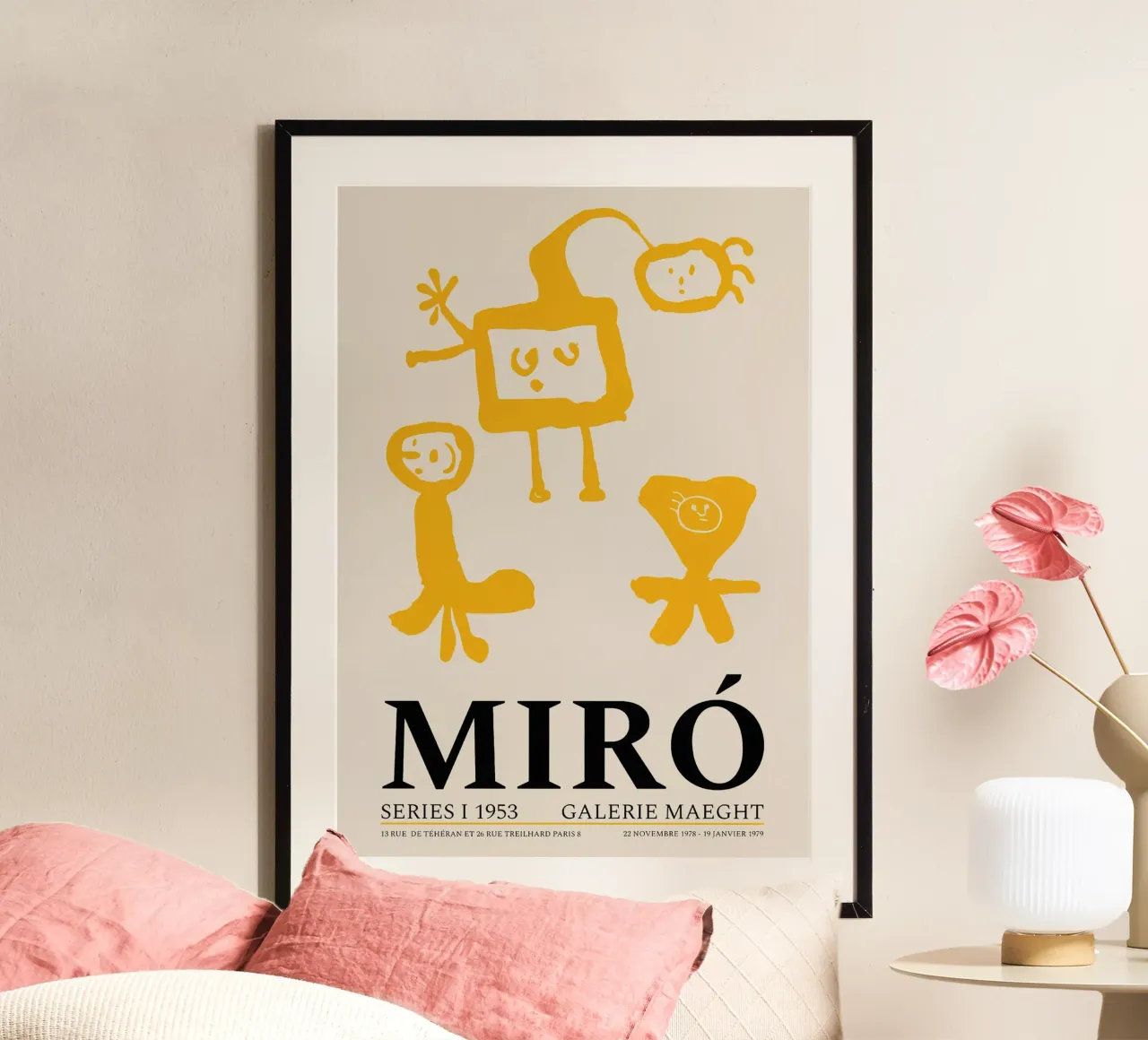 Joan Miro Serie I 1953 Giallo poster con telaio in plastica da Danielshop