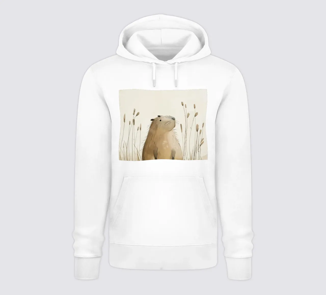 un capibara, sullo sfondo di una tranquilla prateria felpa con cappuccio da DesignDoodle