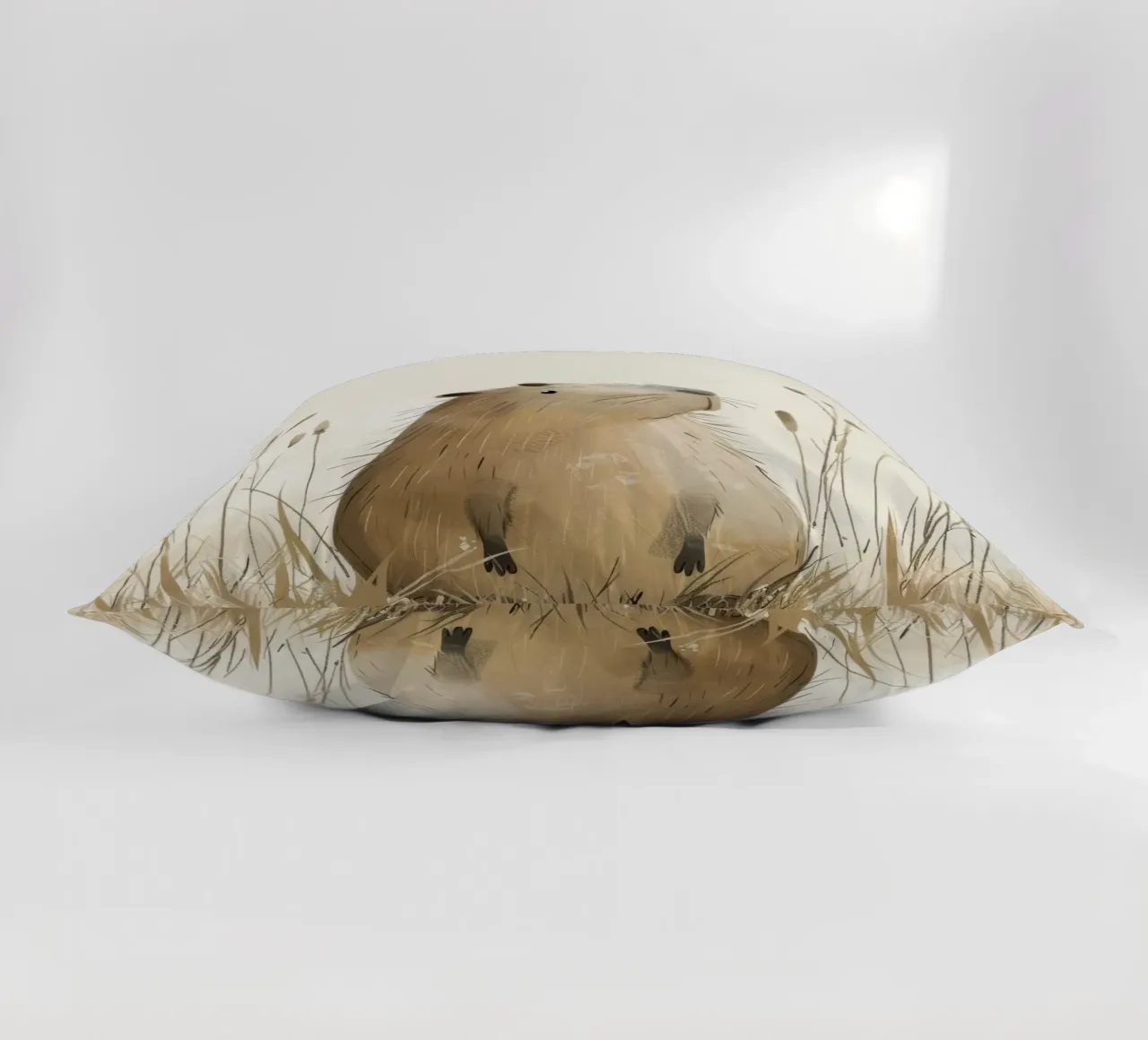 un capibara, sullo sfondo di una tranquilla prateria cuscino da DesignDoodle