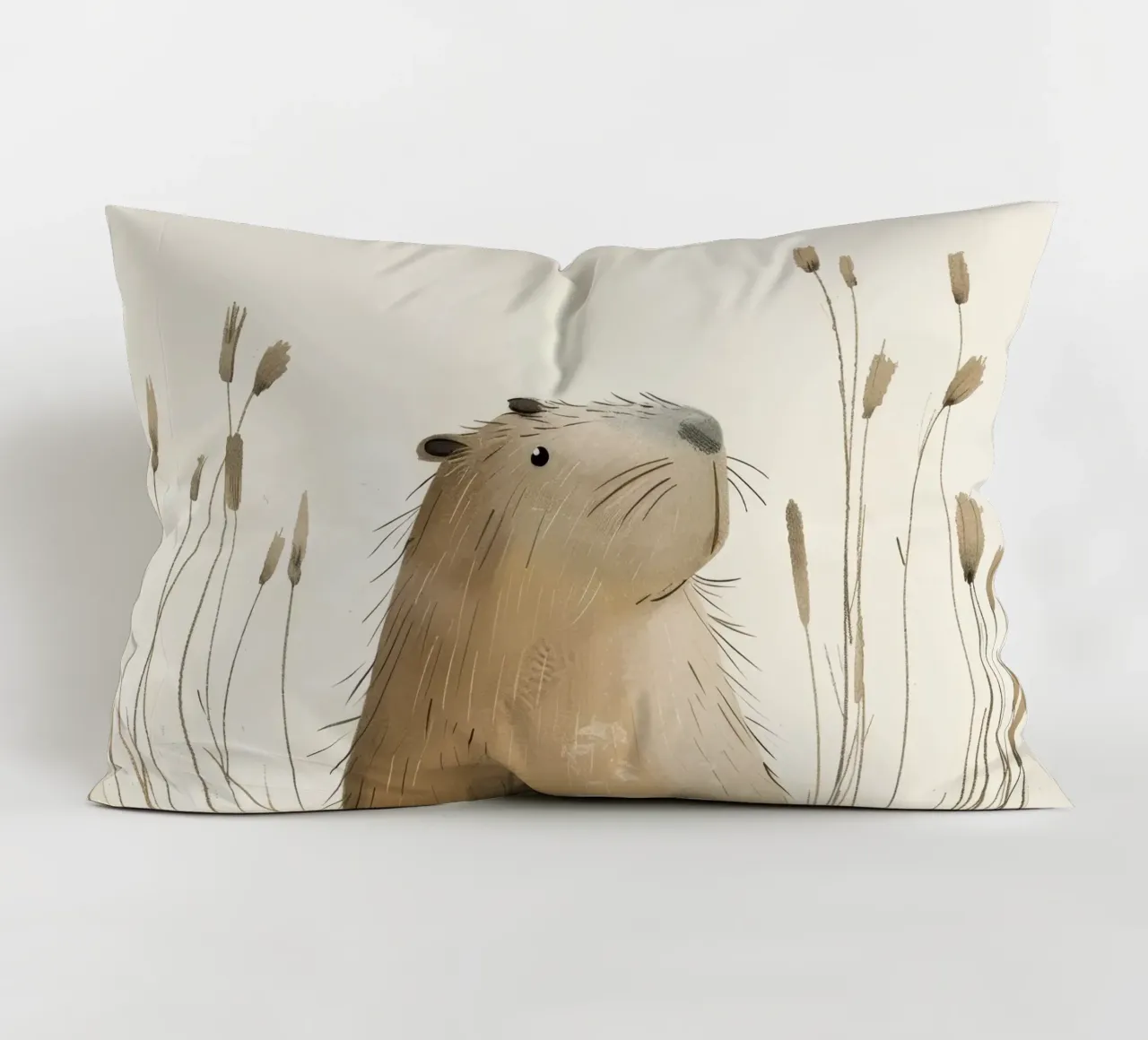 un capibara, sullo sfondo di una tranquilla prateria cuscino da DesignDoodle
