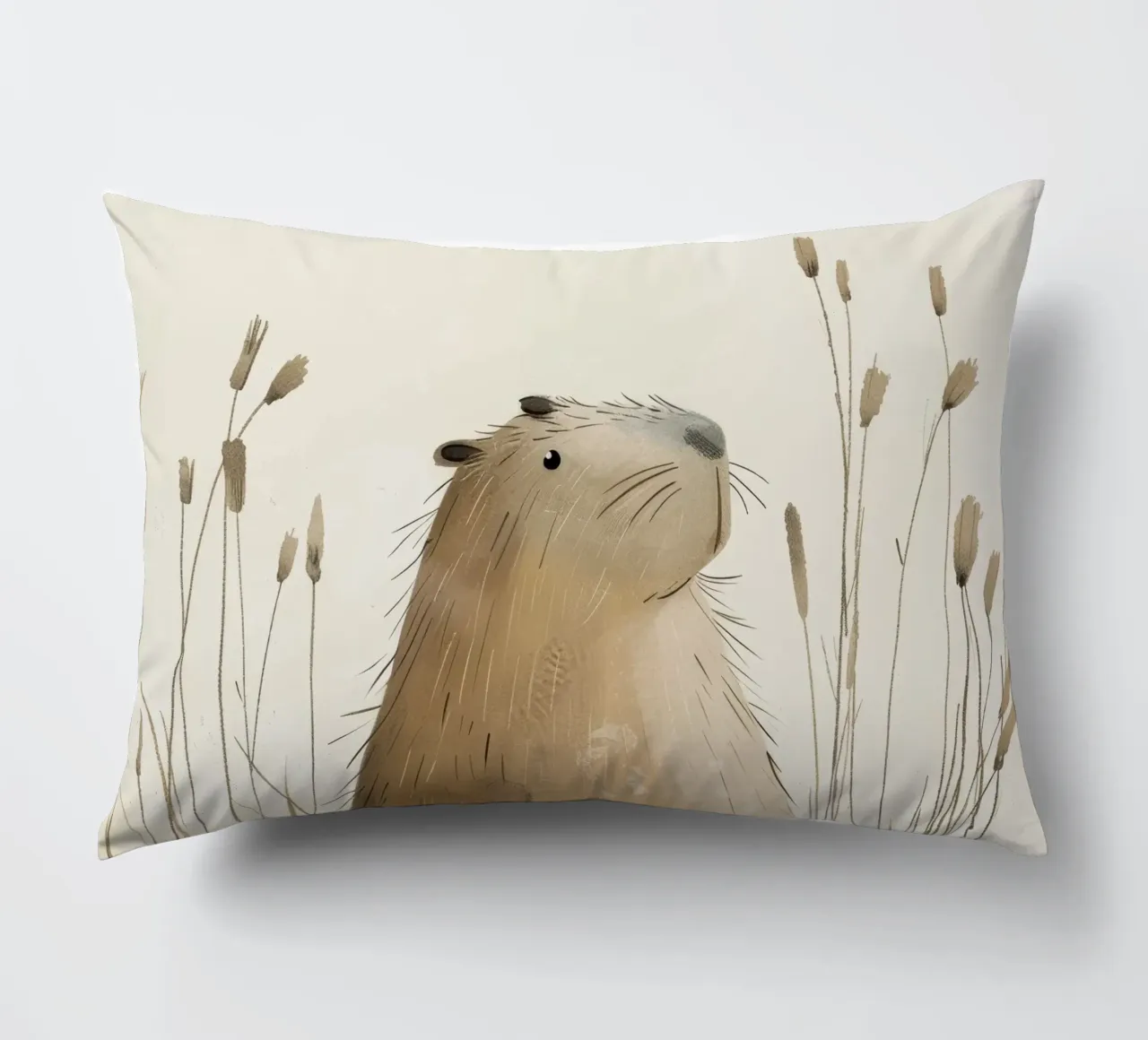un capibara, sullo sfondo di una tranquilla prateria cuscino da DesignDoodle