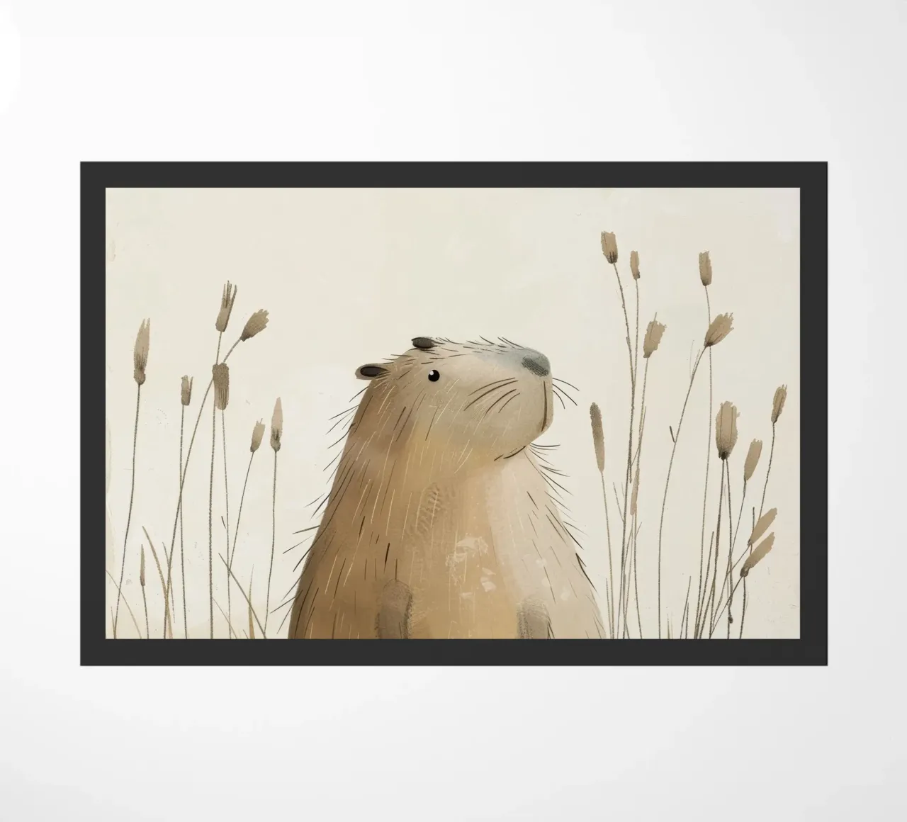 un capibara, sullo sfondo di una tranquilla prateria zerbino da DesignDoodle