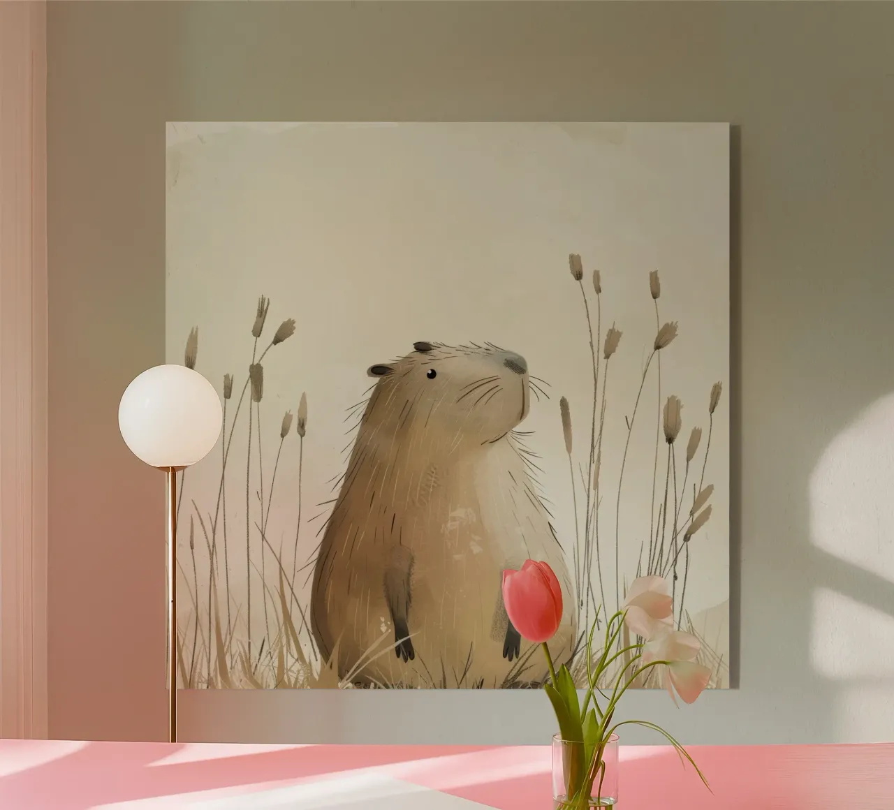 un capybara, sur fond de prairie paisible plexiglas de DesignDoodle