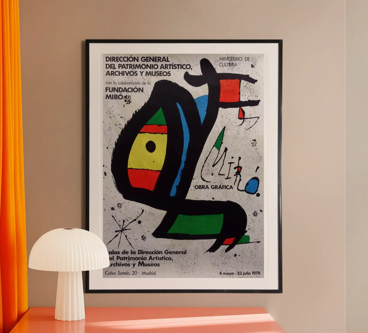 Mostra d'arte di Joan Mirò a Madrid nel 1978 poster con telaio in alluminio da Danielshop
