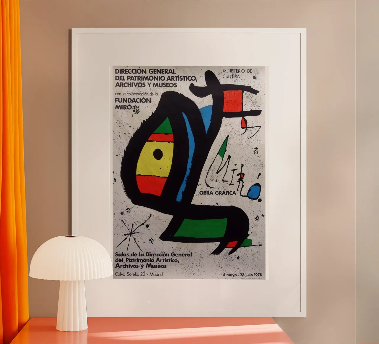 Mostra d'arte di Joan Mirò a Madrid nel 1978 poster con telaio in alluminio da Danielshop