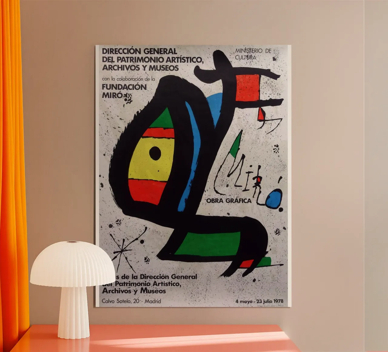 Mostra d'arte di Joan Mirò a Madrid nel 1978 poster con telaio in alluminio da Danielshop