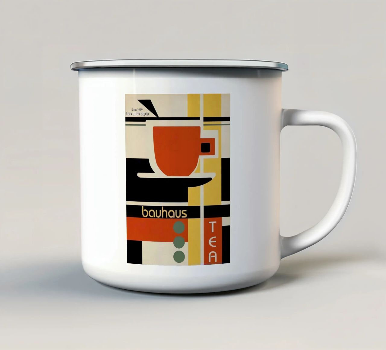 Bauhaus tazza in smalto da Chaya Wilkinson