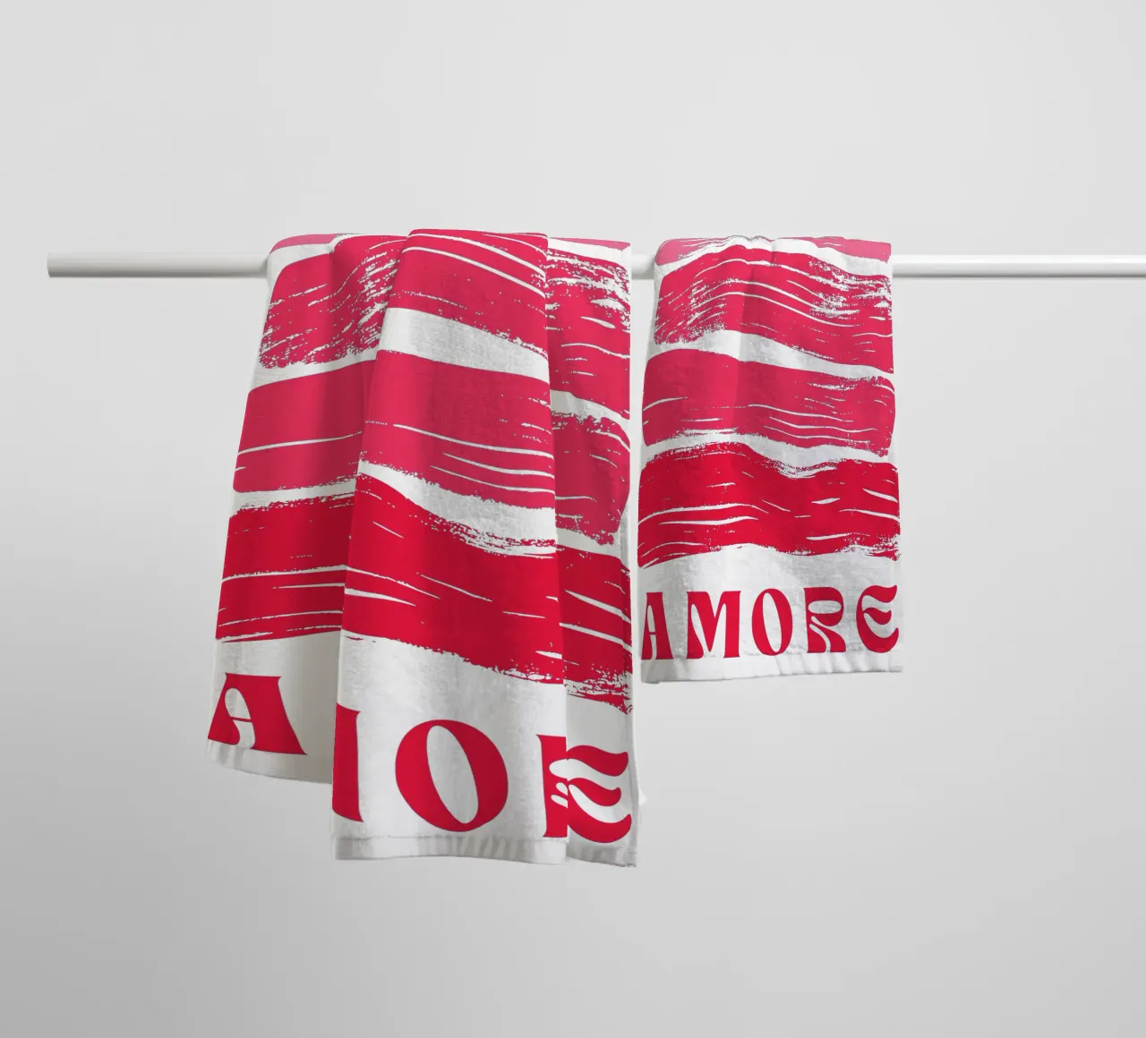 Amore Brush Stroke Art in Shades of Pink and Red towel by pdigitalprints