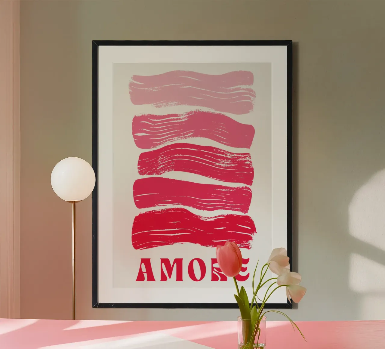 Amore Brush Stroke Art nei toni del rosa e del rosso carta hahnemühle da pdigitalprints