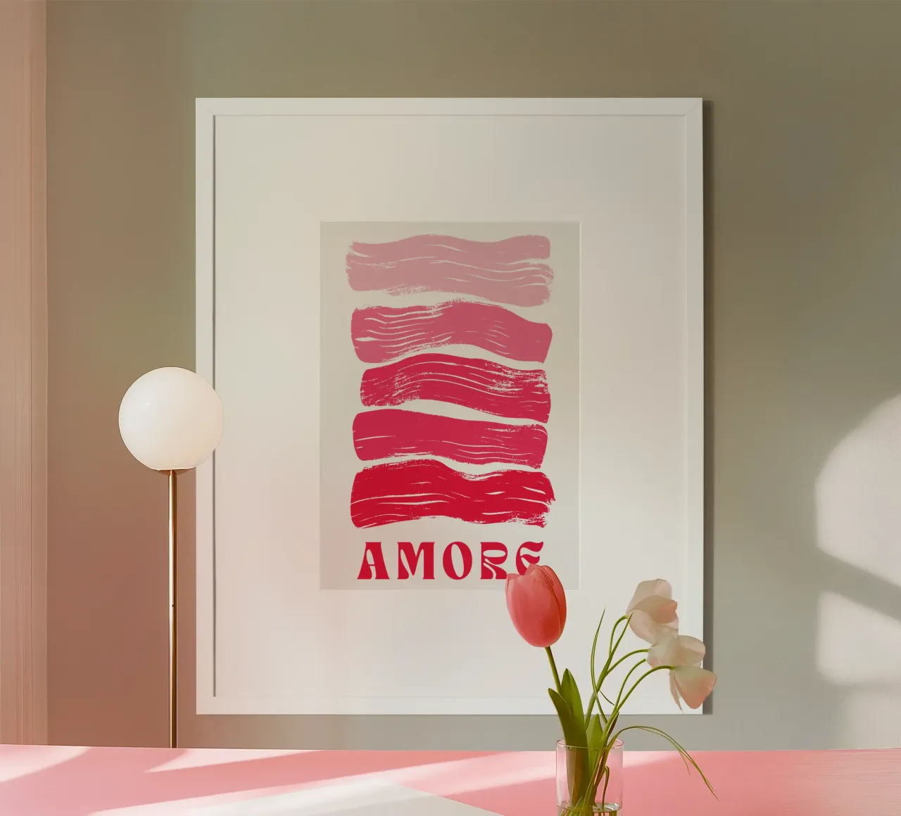 Amore Brush Stroke Art nei toni del rosa e del rosso carta hahnemühle da pdigitalprints