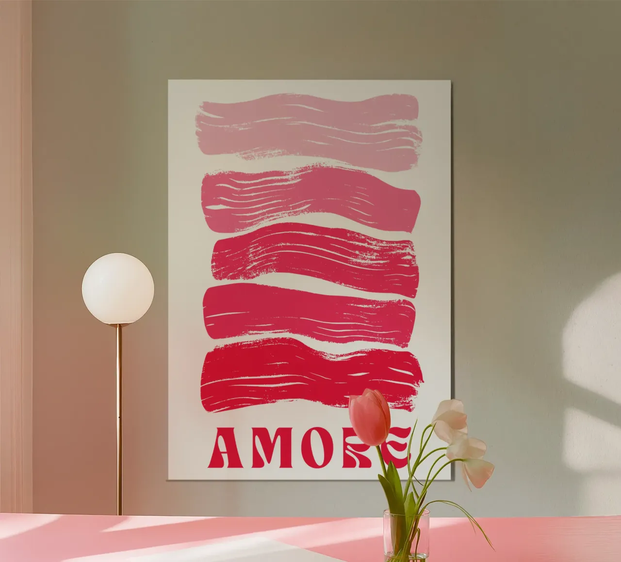 Amore Brush Stroke Art nei toni del rosa e del rosso carta hahnemühle da pdigitalprints