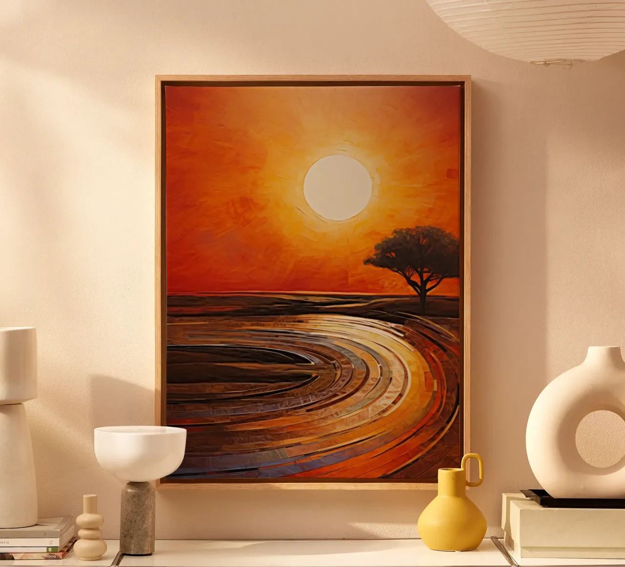 Zonsondergang in Africa tela con Cornice a cassetta da Imagine