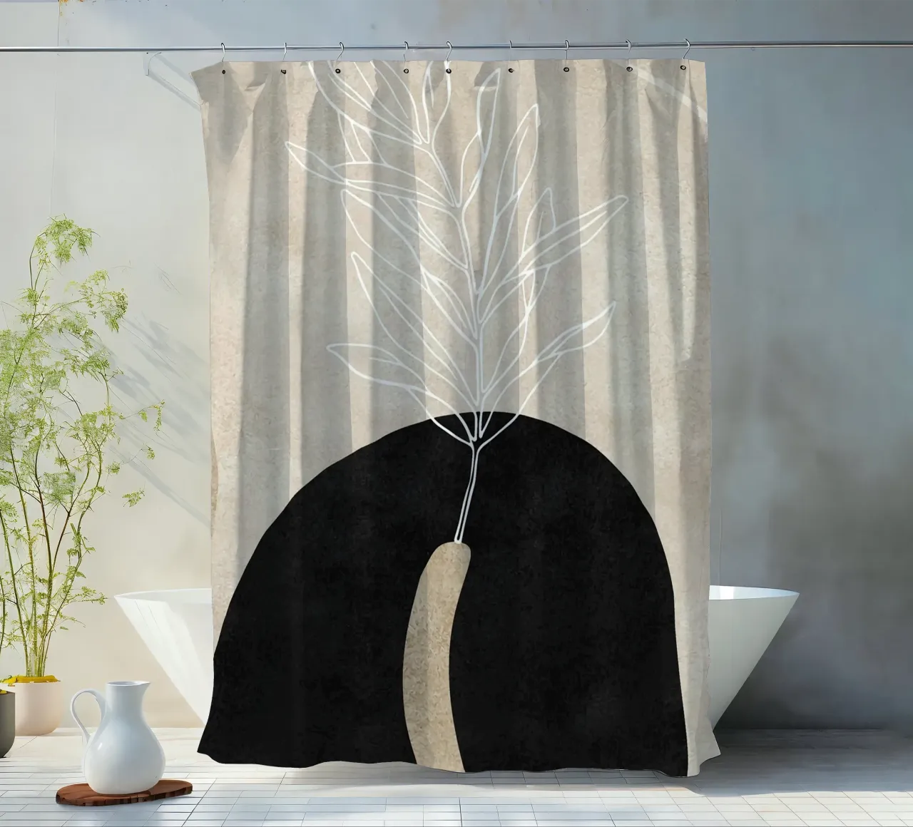 abstract boho leaf tenda da doccia da vintageshop