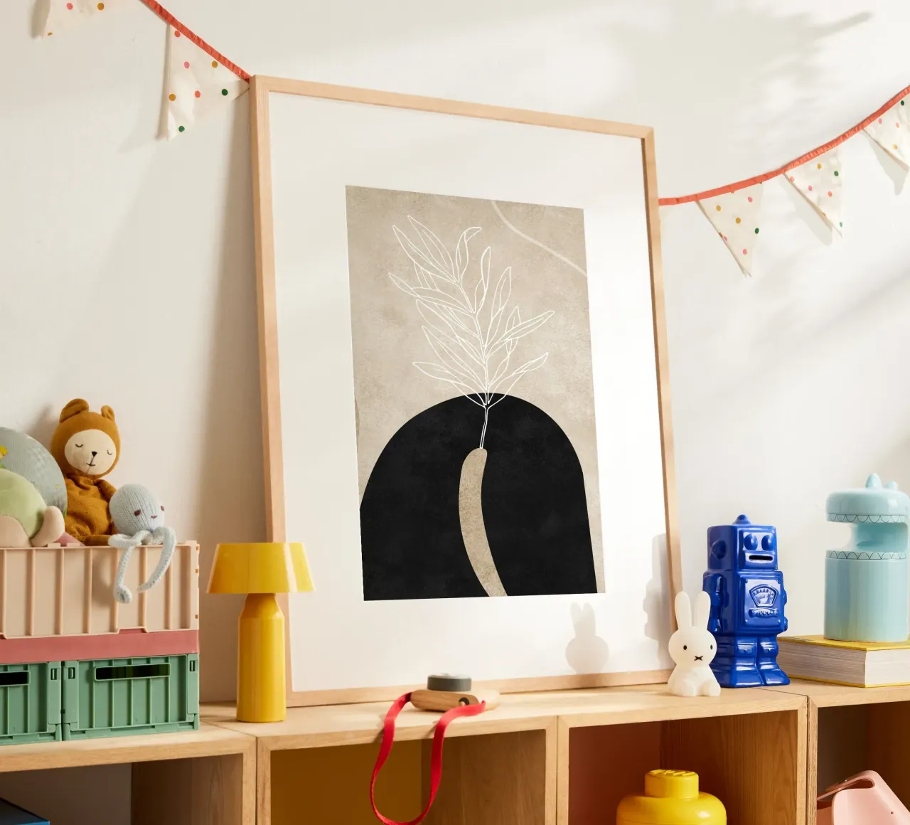 abstract boho leaf poster con telaio in plastica da vintageshop