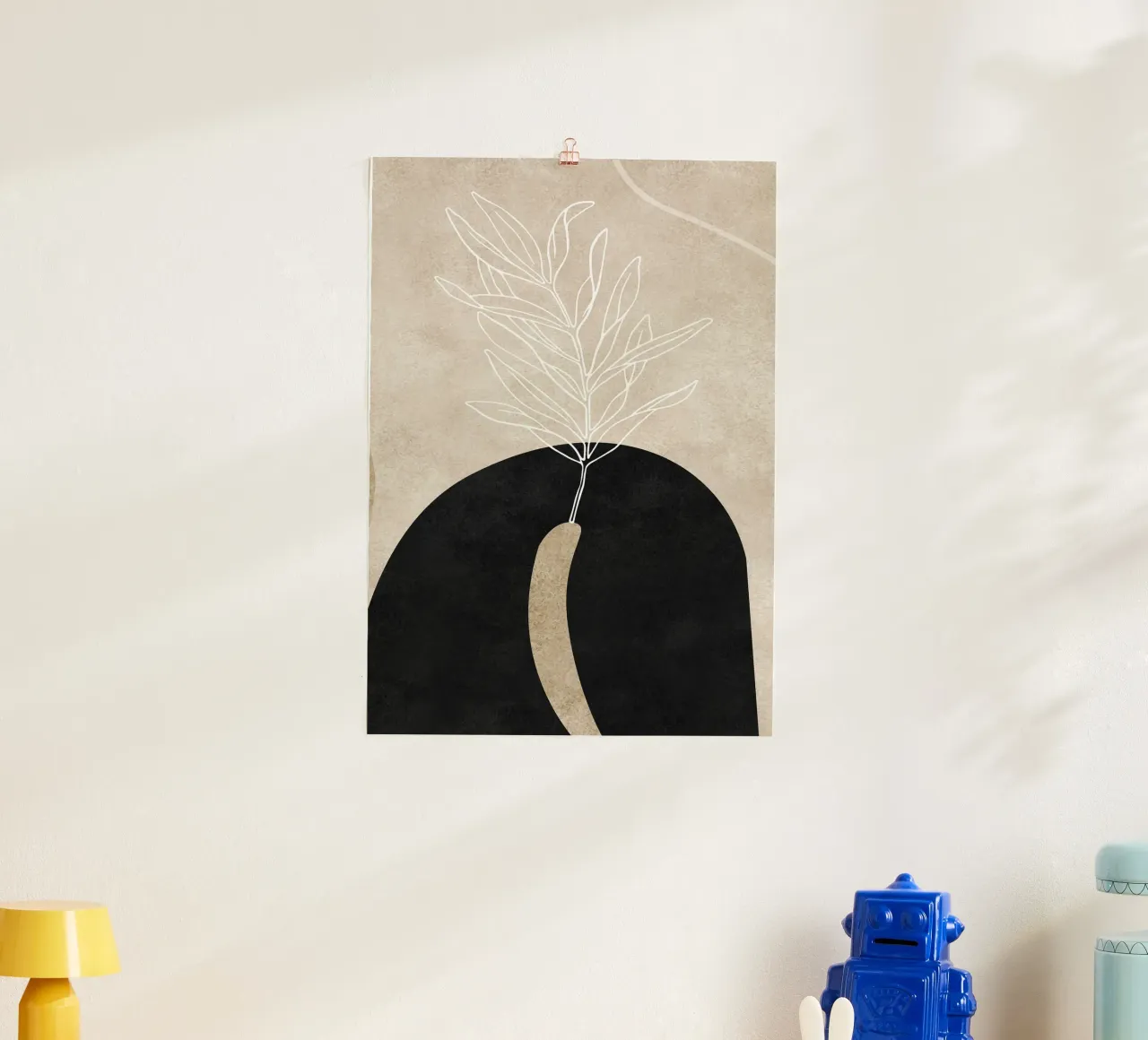 abstract boho leaf poster con telaio in plastica da vintageshop