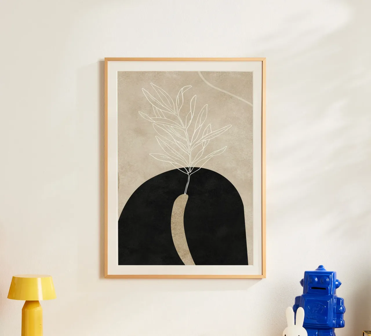 abstract boho leaf poster con telaio in plastica da vintageshop