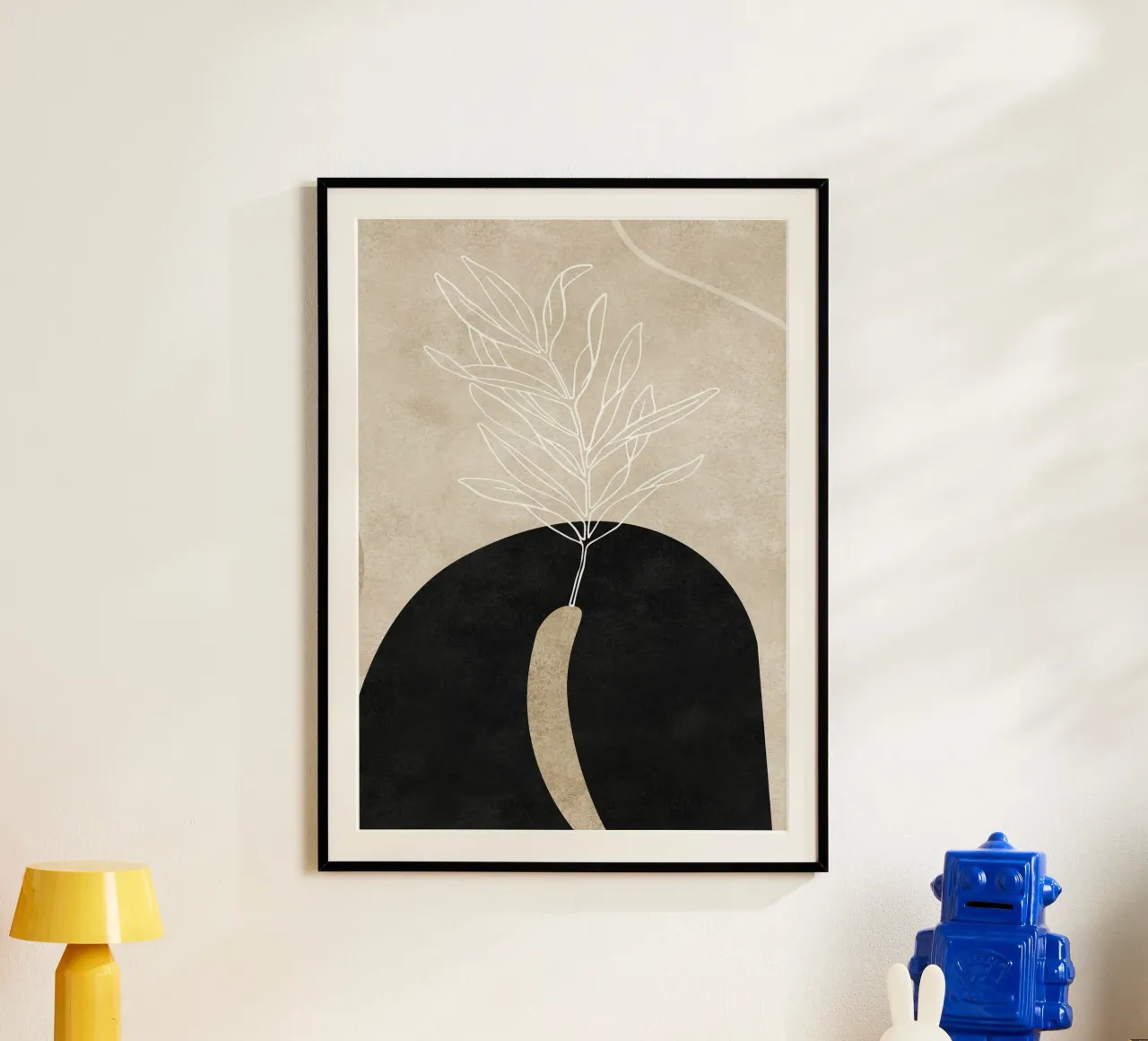 abstract boho leaf poster con telaio in plastica da vintageshop