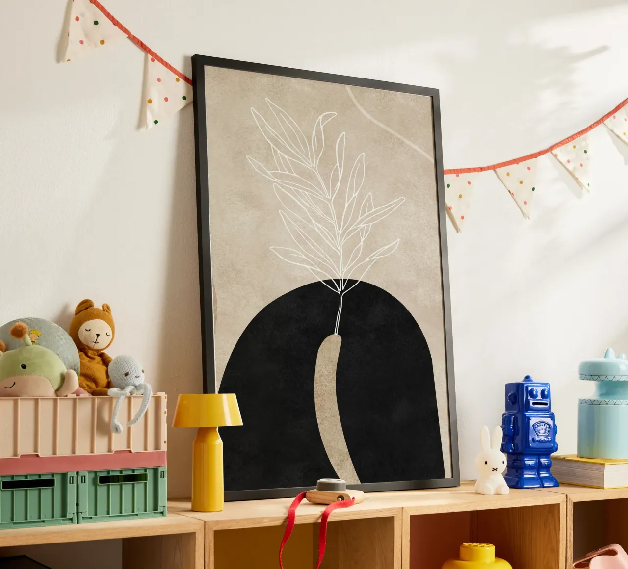 abstract boho leaf poster con telaio in plastica da vintageshop