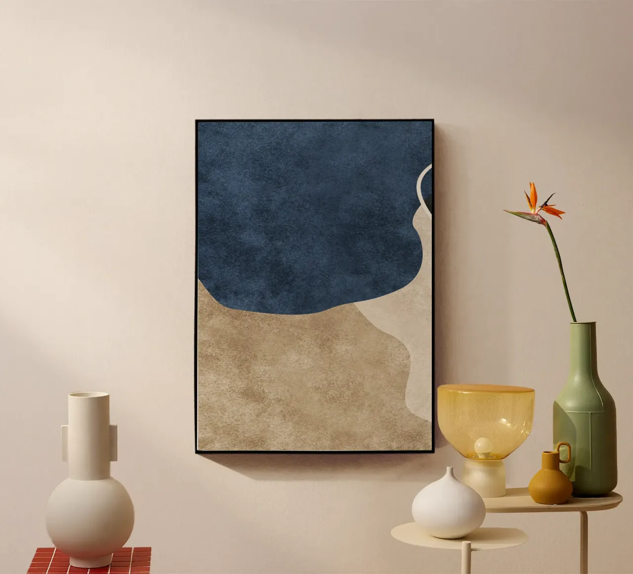 abstract boho blue wave plexiglass da vintageshop
