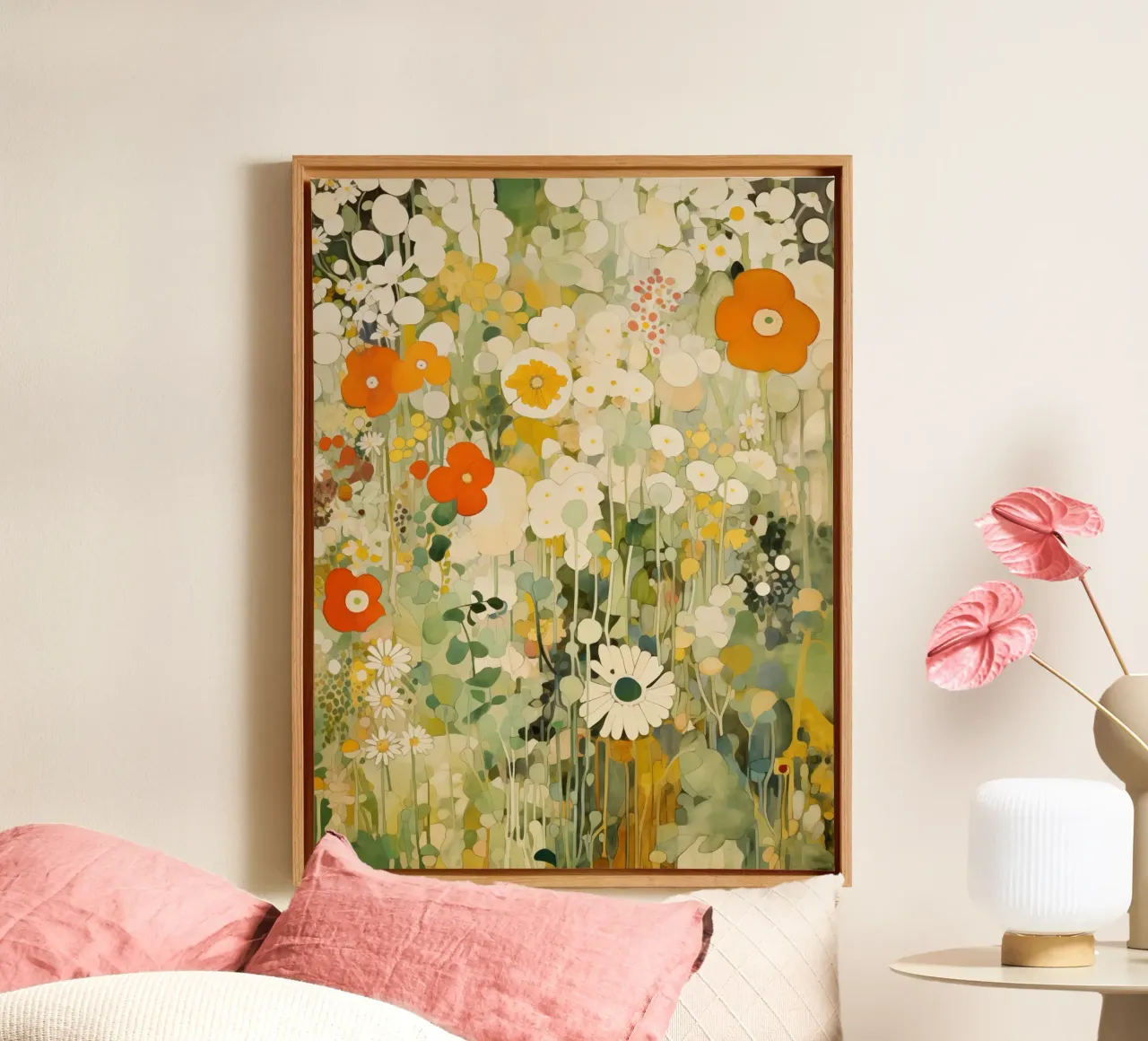 Spring flowers canvas with Floater frame by Imagine