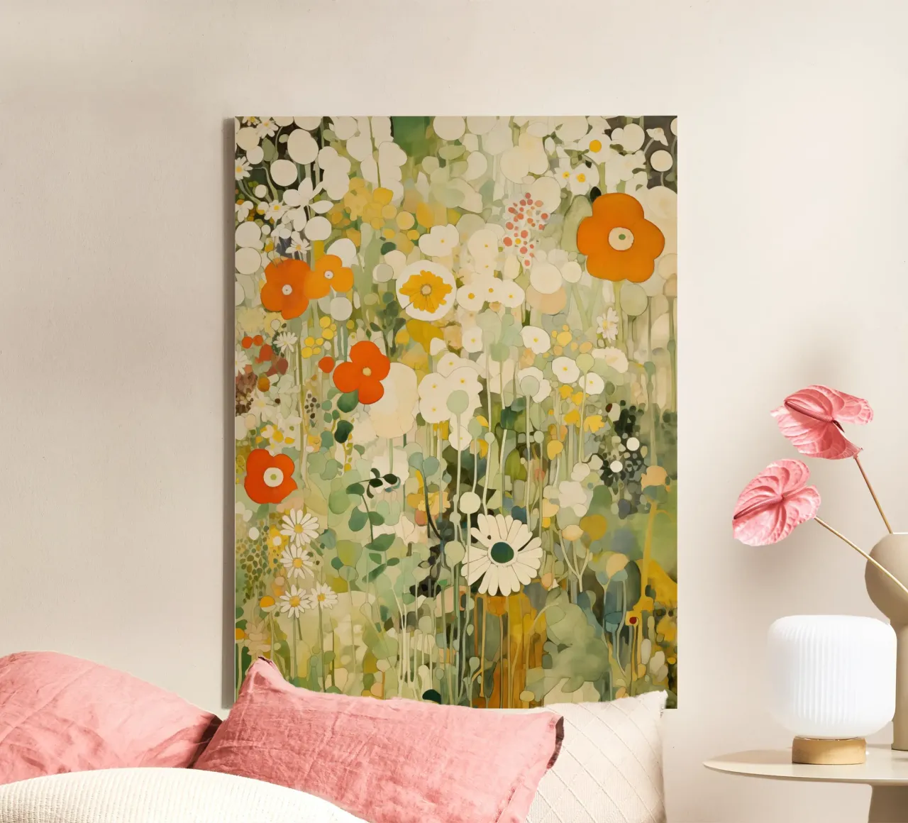 Spring flowers canvas with Floater frame by Imagine