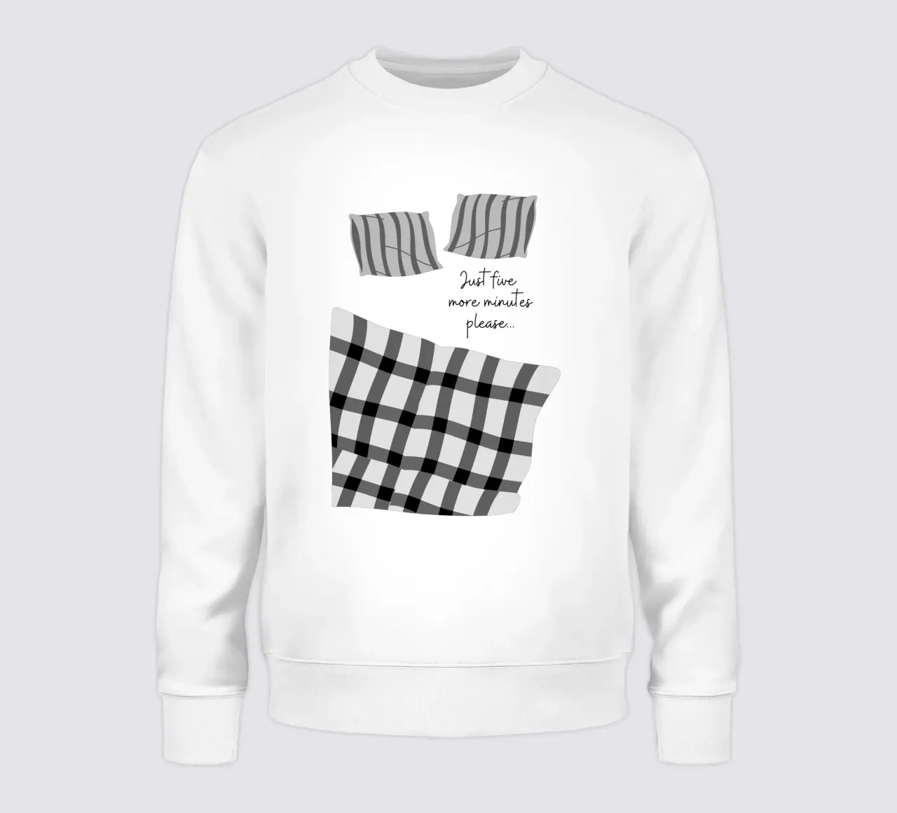 Illustrazione minimalista di biancheria da letto in bianco e nero felpa da pdigitalprints