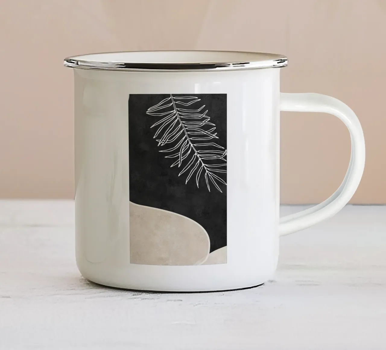 abstract boho white leaf tazza in smalto da vintageshop