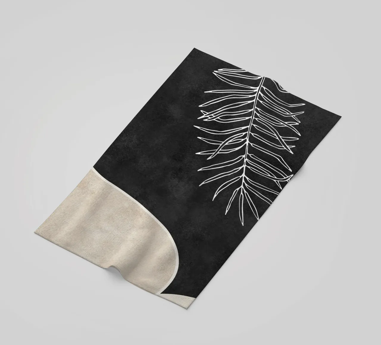 abstract boho white leaf telo mare da vintageshop