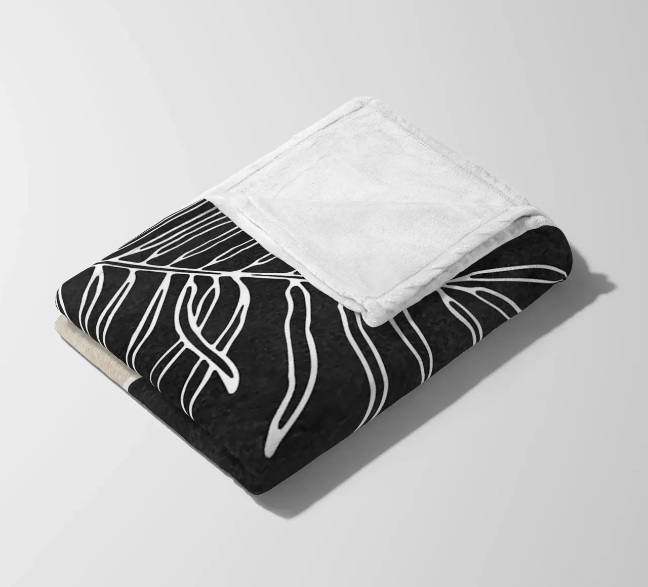 abstract boho white leaf coperta in pile da vintageshop