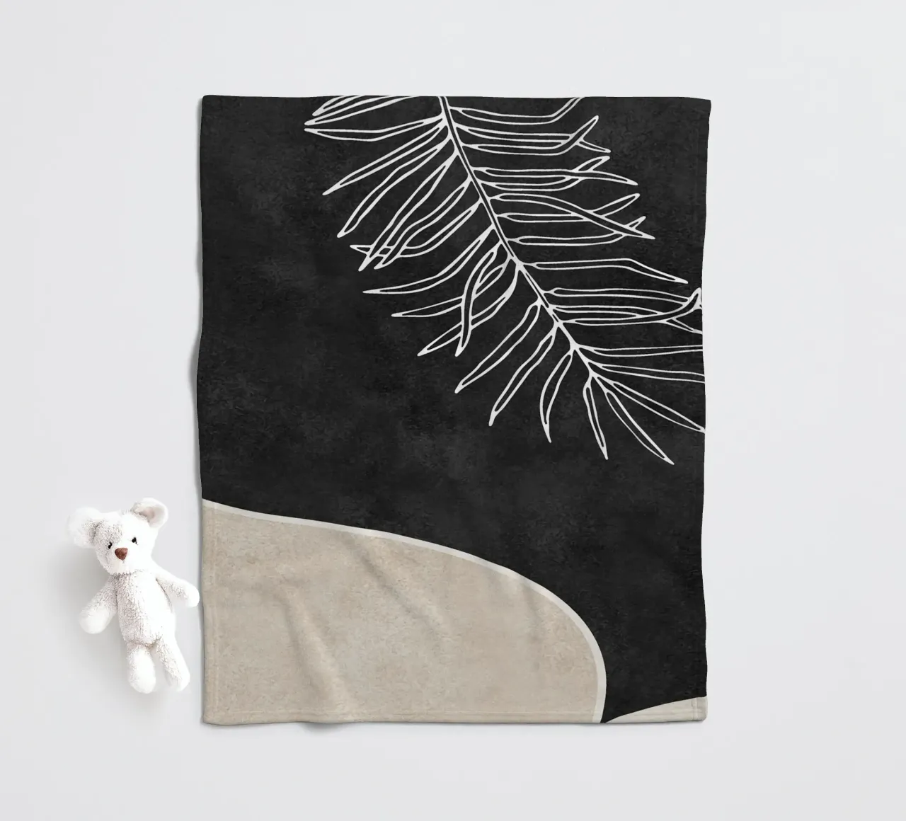 abstract boho white leaf coperta in pile da vintageshop