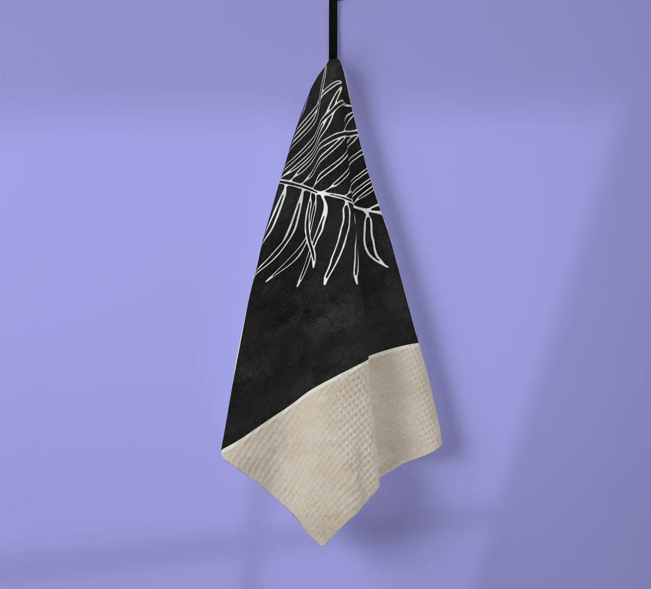 abstract boho white leaf canovaccio da cucina da vintageshop
