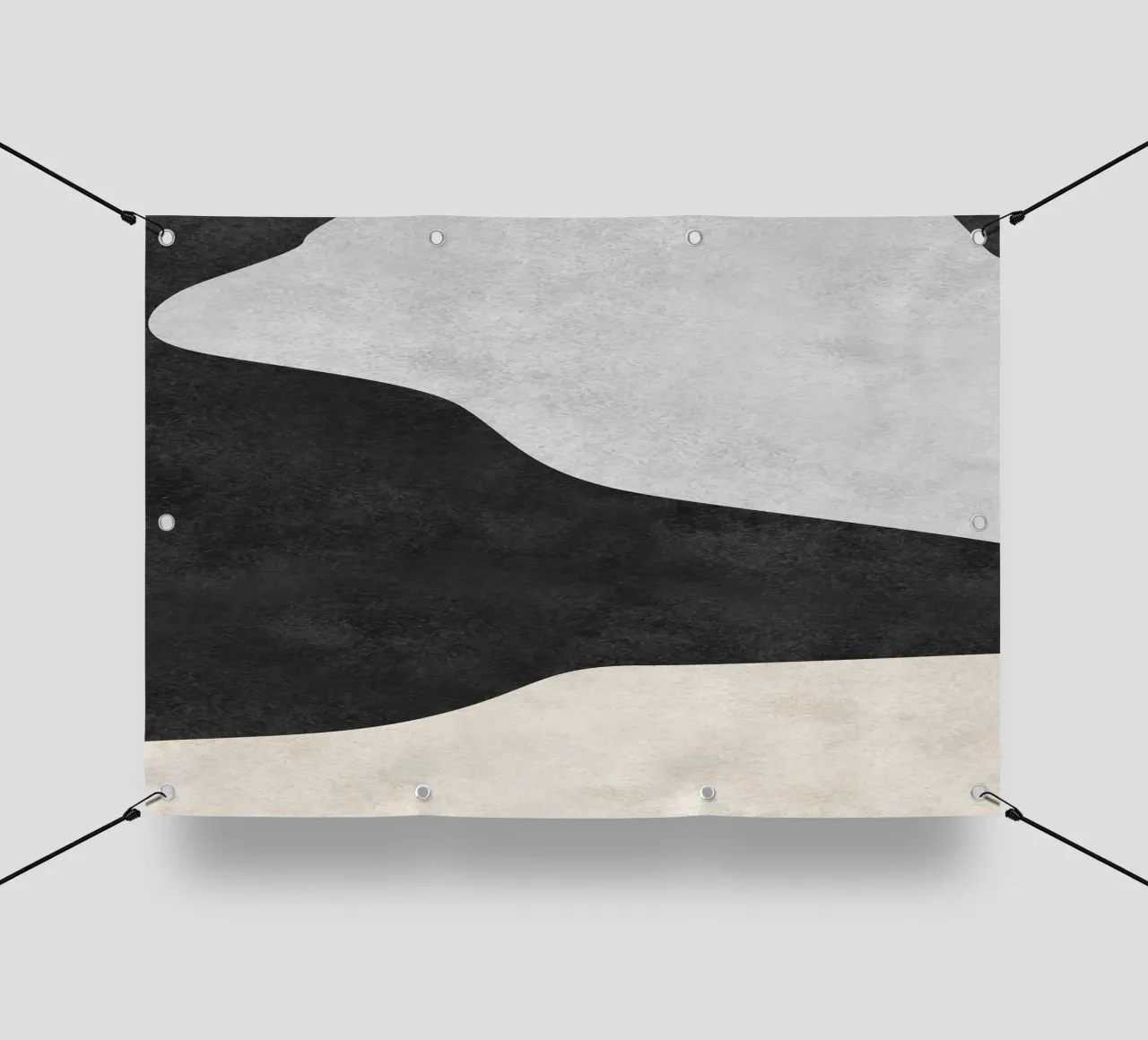 abstract boho black and beige wave telo in pvc da vintageshop