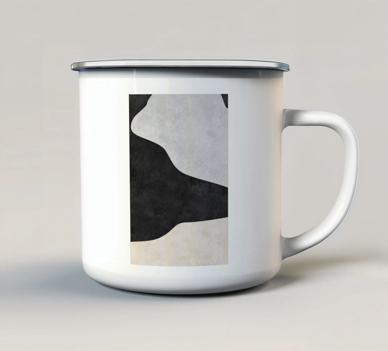 abstract boho black and beige wave tazza in smalto da vintageshop