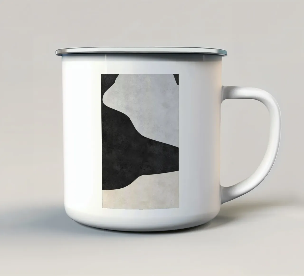abstract boho black and beige wave taza de esmalte de vintageshop