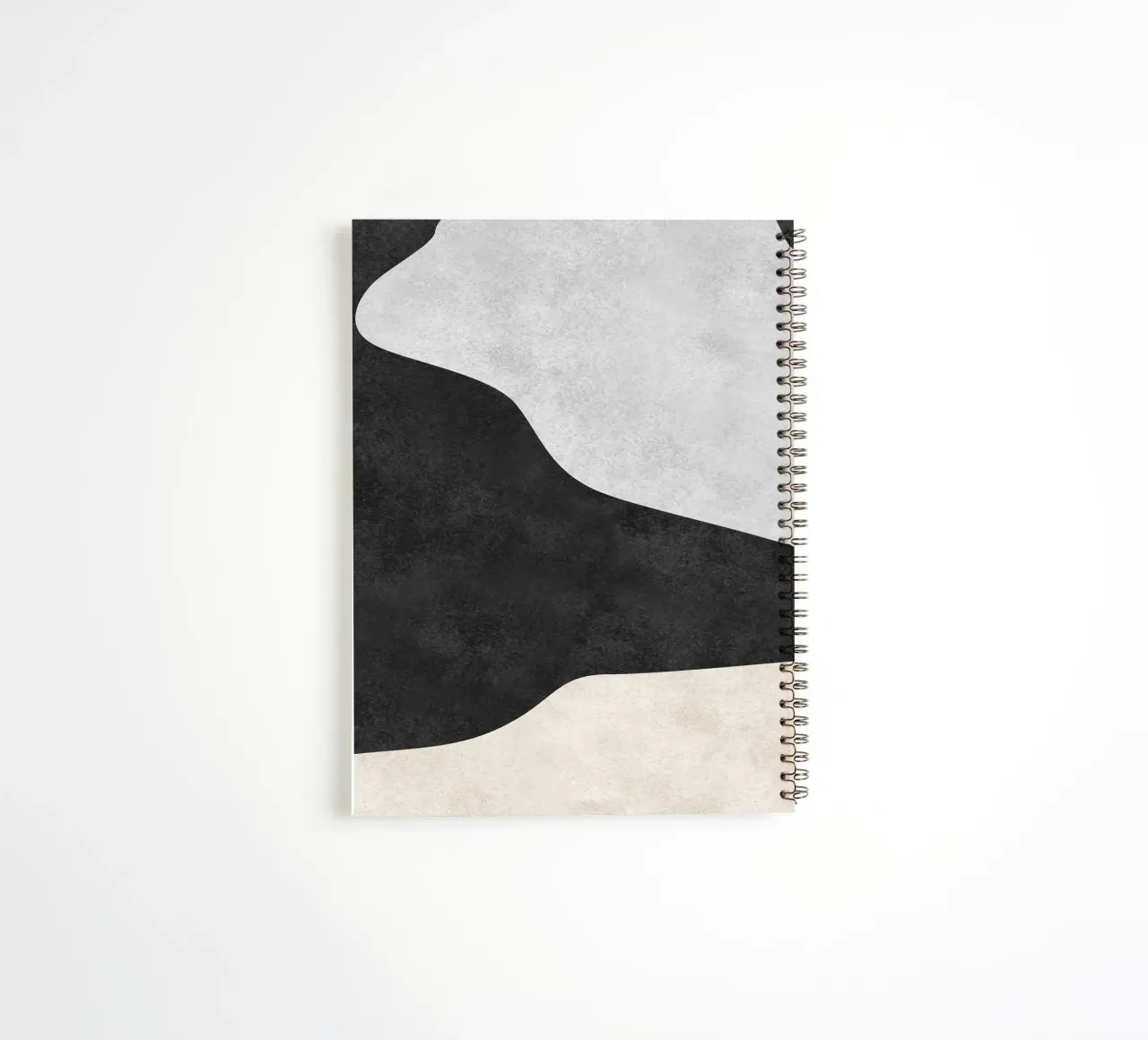 abstract boho black and beige wave spiral notebook by vintageshop