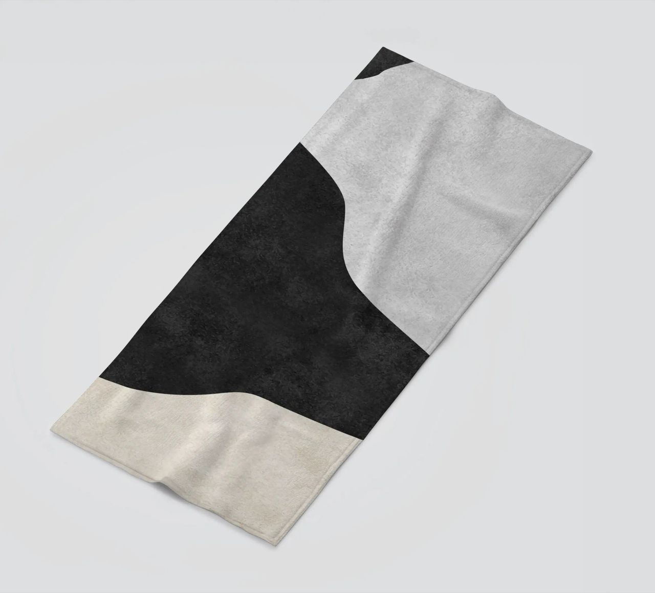 abstract boho black and beige wave telo mare da vintageshop