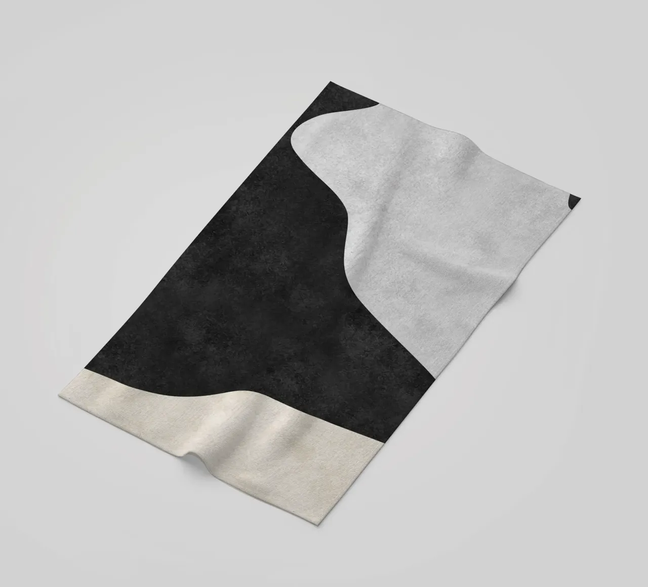 abstract boho black and beige wave telo mare da vintageshop