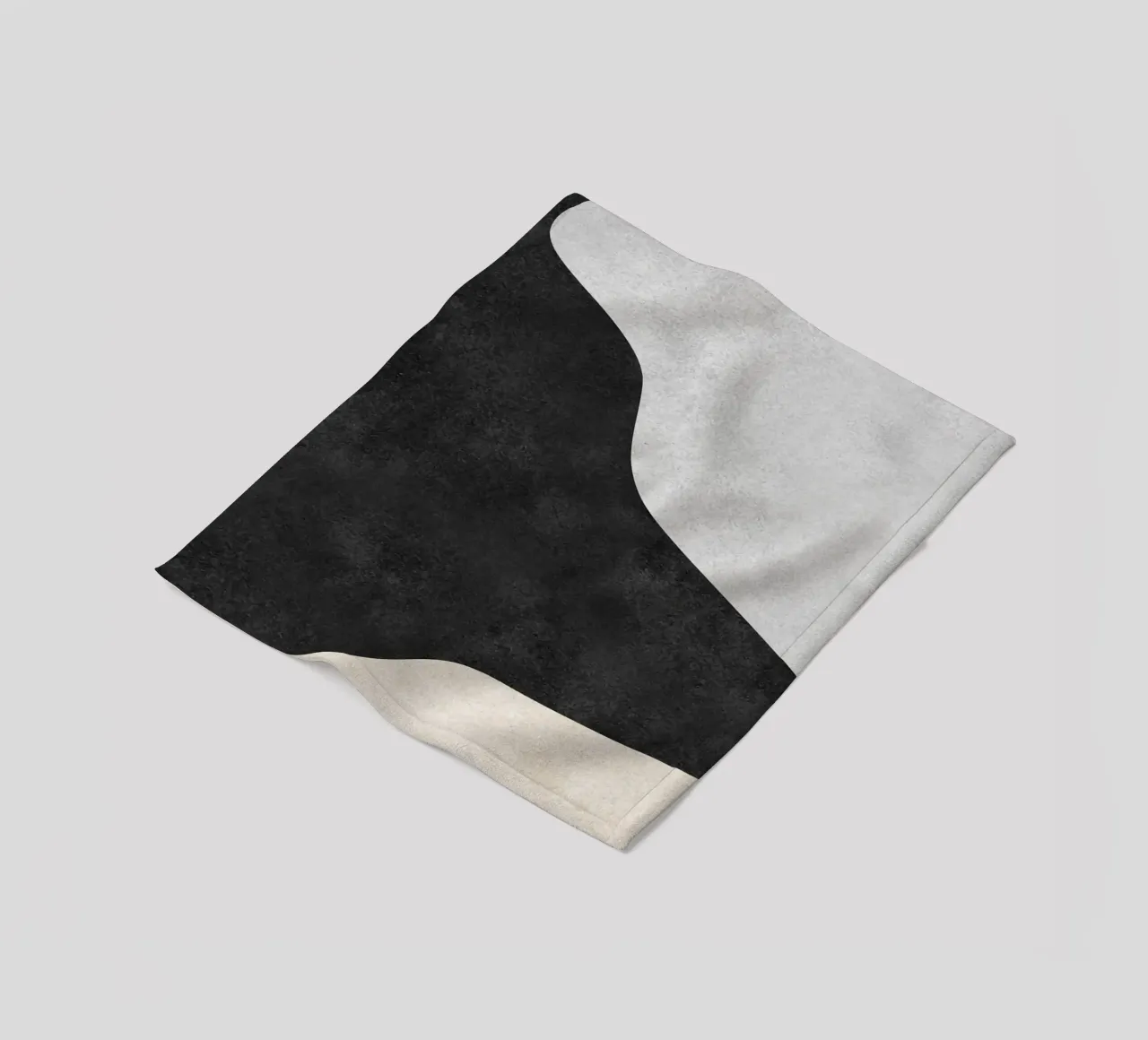 abstract boho black and beige wave coperta in pile da vintageshop