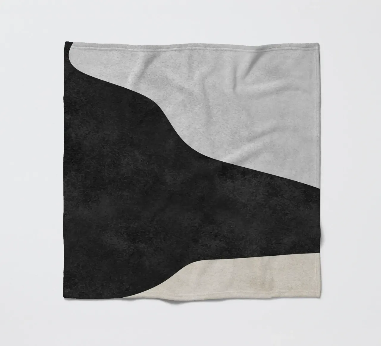 abstract boho black and beige wave coperta in pile da vintageshop