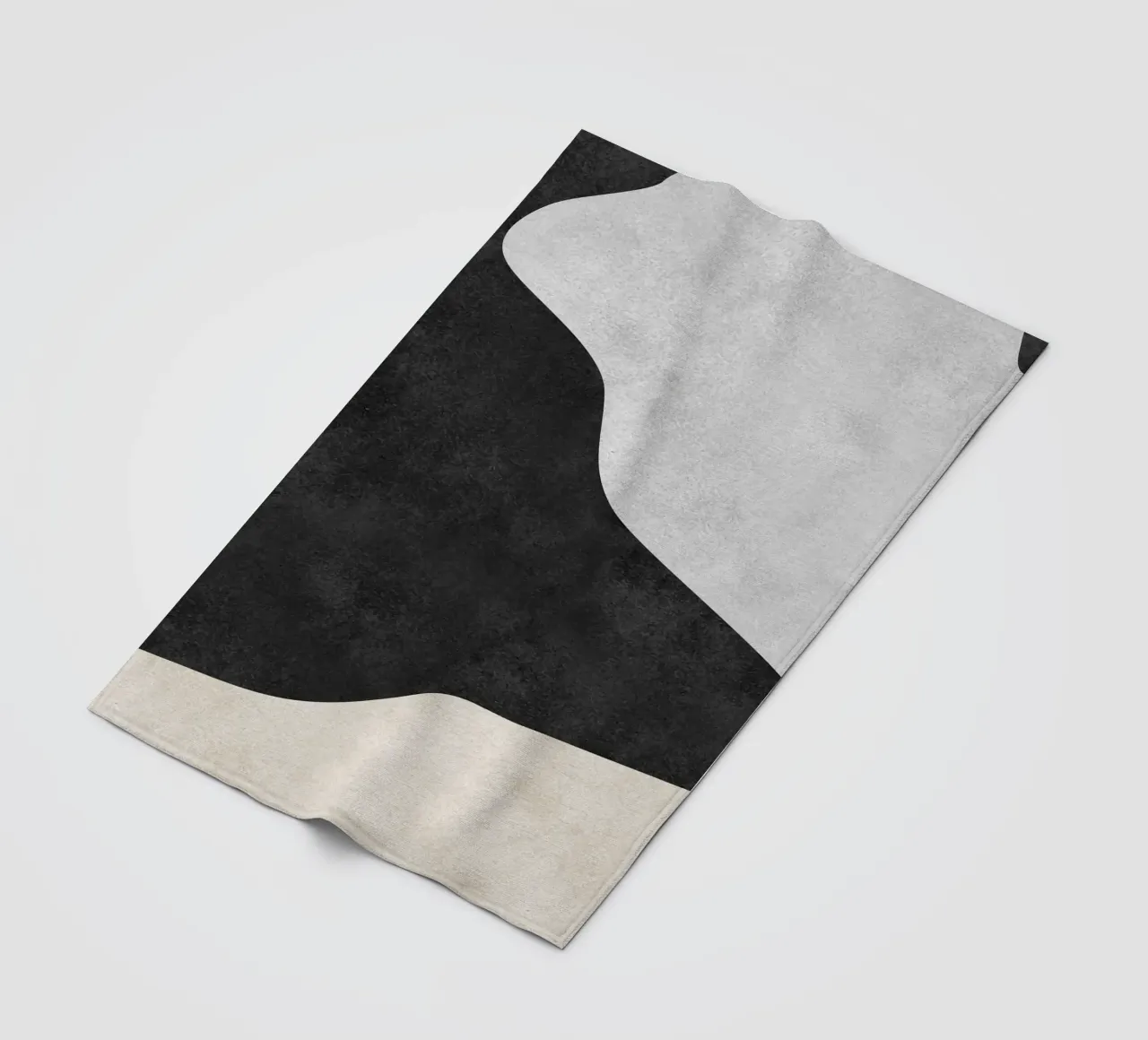 abstract boho black and beige wave coperta in pile da vintageshop