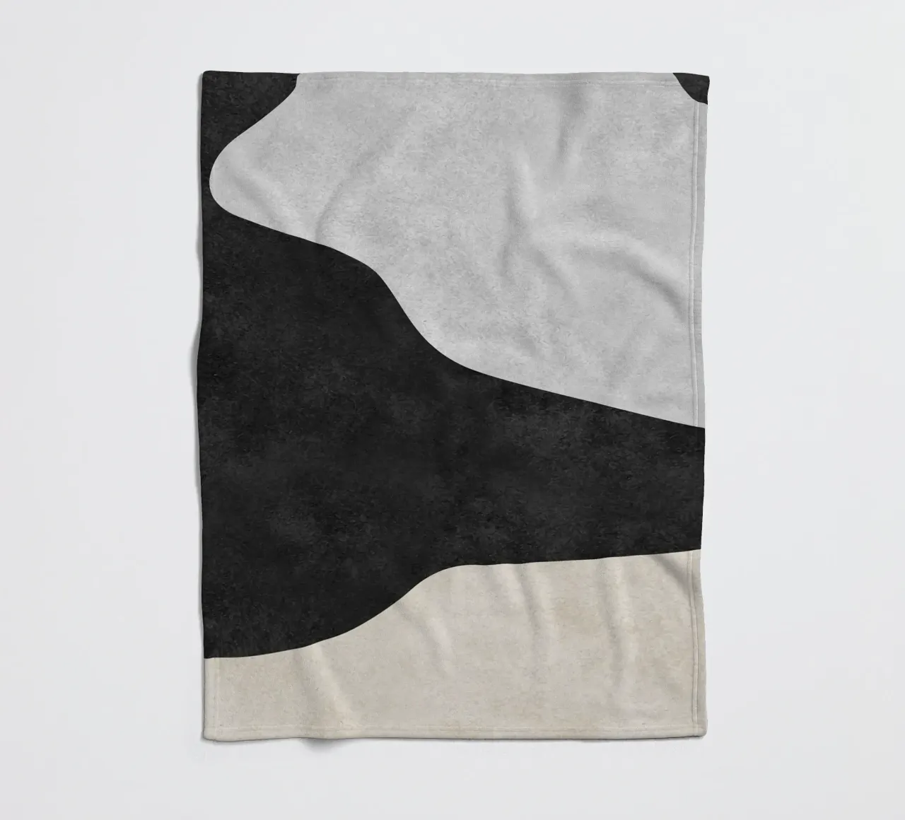 abstract boho black and beige wave coperta in pile da vintageshop