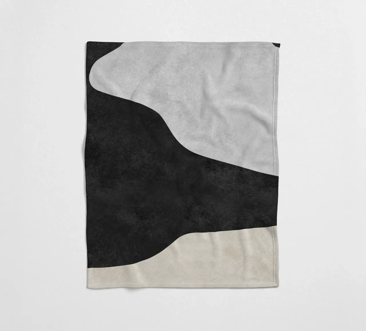 abstract boho black and beige wave coperta in pile da vintageshop