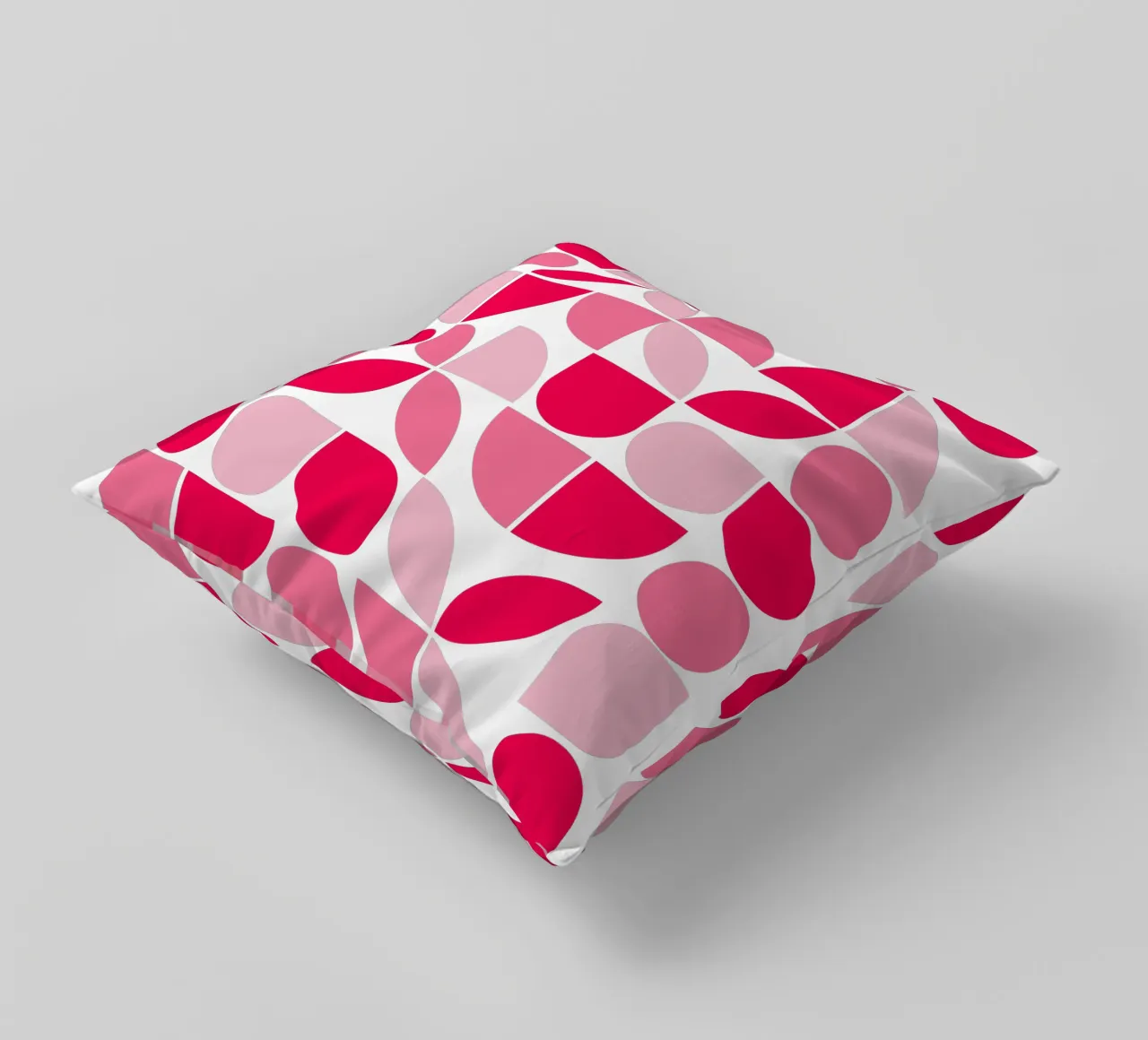 Modern Geometric Abstract Design in Pink and Red Tones decorative cushion by pdigitalprints