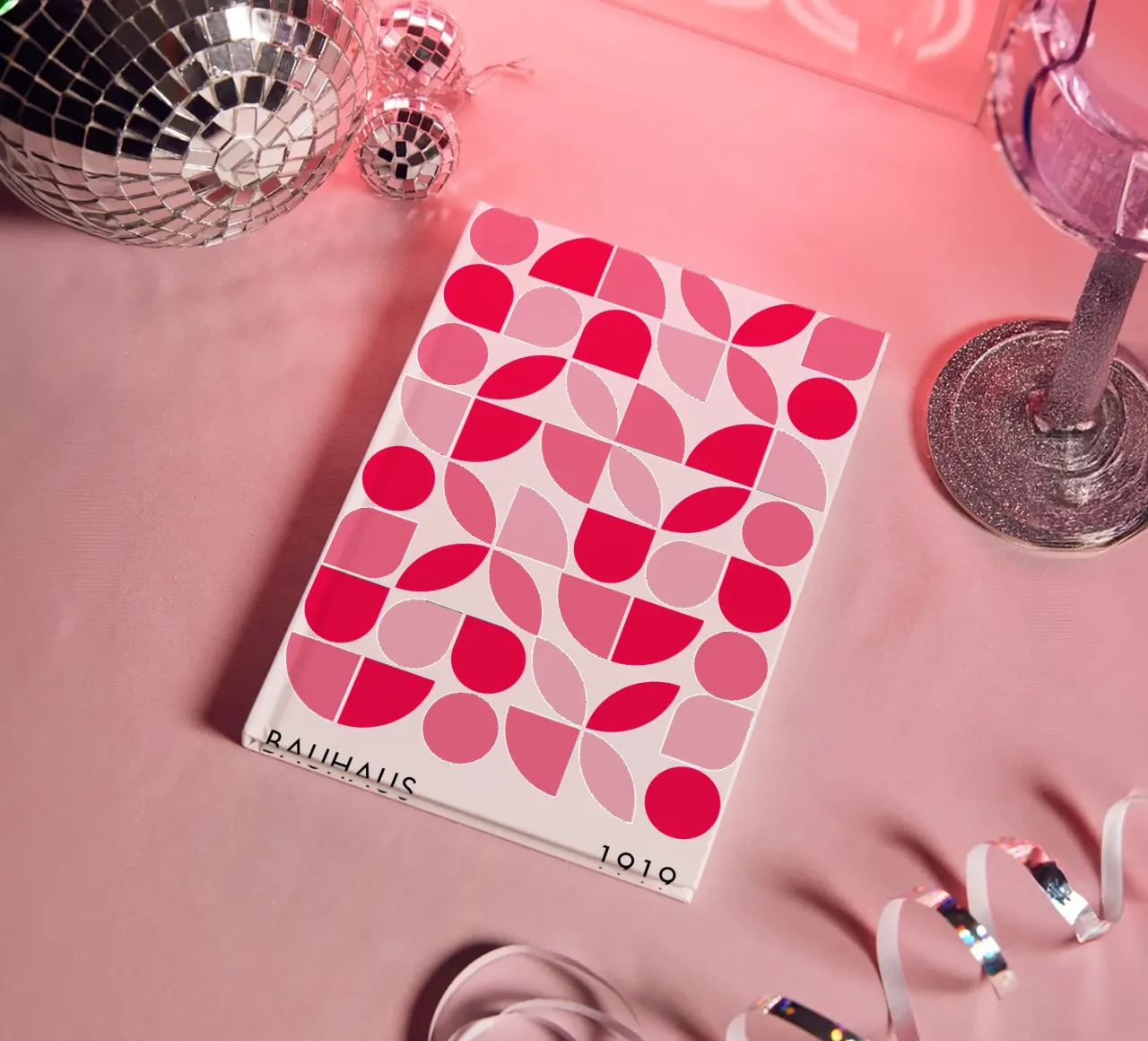 Modern Geometric Abstract Design in Pink and Red Tones notebook by pdigitalprints