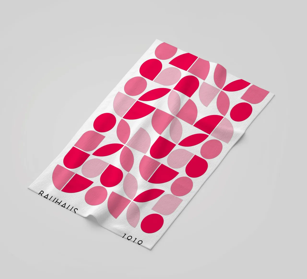 Modern Geometric Abstract Design in Pink and Red Tones beach towel by pdigitalprints